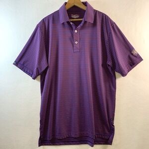 Straight Down Striped Performance Polo‎ Medium Logo Stretch Coastal Golf Club